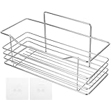 HOMSFOU Edelstahl Duschablage ohne Bohren für Badezimmer und Küche mit Glatten Kanten Schützt Flaschen vor Fallen und Spart Platz an Wand