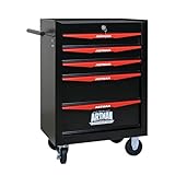 FammyLoft Rolling Werkzeugkoffer, Metall Werkzeugkiste mit 5 Schubladen, Werkzeugkasten Kugellagerschubladenrutschen, Schubladenschrank Werkstatt, Stahlwerkzeugspeicherbox, Schwarz