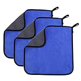 3 Stück Microfasertuch Autopflege,Mikrofasertücher Auto Poliertuch 380GSM,30x30cm,Mikrofasertuch Auto,Microfasertücher,Poliertücher auto,Trockentuch,Putztücher,Mikrofasertuch für Motorrad & Haushalt