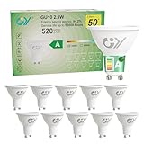 GY GU10 LED Warmweiss Lampe 2,9W 520 Lumen 3000K Warmweiß Glühbirnen, 50W Halogenlampe ersetzt, Abstrahlwinkel 110° Leuchtmittel, Nicht Dimmbar Energiesparlampe, 10er-Pack