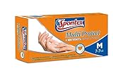 Spontex Multi Protect Einmalhandschuhe aus Vinyl, latexfrei, widerstandsfähig und vielseitig einsetzbar, in praktischer Spenderbox, Größe M, 100er Pack