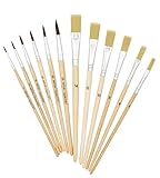 K3T Pinsel-Set 12tlg (Haarpinsel Größe 1, 2, 4, 6, 8, 10 + Borstenpinsel Größe 4, 6, 8, 10, 12, 14), Schaft naturbelassen, Art.Nr. 49411