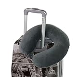 Nackenhörnchen mit Druckknopf | Nackenstütze | Nackenrolle | Reisekissen | Memory-Schaum-Füllung | waschbar - Abnehmbarer Bezug | Grau