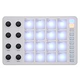 MIDI-Controller, Beat-Maker-Maschine für die Musikproduktion, Tragbarer USB-MIDI-Beat-Pad-Controller für Anfänger, 16 RGB-beleuchtete Beat-Pads, 8 Zuweisbare Regler