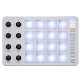 Kabellose MIDI Controller Pads, MIDI Controller Strike Pad Midi Drum Pad, USB MIDI Controller mit 16 RGB hintergrundbeleuchteten Pads und 8 Zuweisbaren Knöpfen, Notenwiederholung