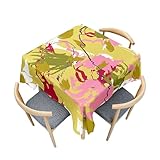 Fasbuy Tischdecke Abwaschbar Quadratisch, Ölgemälde Stil Tischdecke Lotuseffekt Schmutzabweisend Tisch Decken Tischtuch Tischwäsche Modern Mitteldecke für Küche, 4 Klammer (Stil 3,100x100cm)