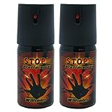 2 x Wilhelm Pfefferspray 40 ml Tierabwehr Selbstverteidigung CS Gas KO Spray hochdosiert (ca. 2 Mio. Scoville) effektives Verteidigungsspray