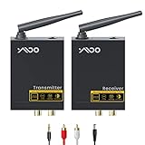 YMOO 2,4GHz Audio funkübertragung Sender Empfänger Kit, Cinch 3.5mm Klinke Audio Adapter, 20ms niedrige Latenz, 192kHz/24Bit HiFi Stereo für TV/PC zu Subwoofer/Lautsprecher/CD Player/Amp,320 Fuß