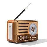 Retro Radio, Am/Fm/Sw Nostalgie Radio, Tragbar Küchenradio Mit USB/Tf-Kartensteckplatz, Retro Radios Mit Bluetooth 5.0 Mit 1200-Mah-Akku, Radios Klein Für Küche/Schlafzimmer/Büro, Wiederaufladbar