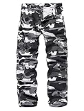 APTRO Herren Cargo Hose Camouflage Hose Arbeitshose Outdoor Lange Baumwolle Leichte Hose mit 8 Tachen Camo LT04 Grau 34