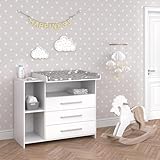 Vicco Wickelkommode Oskar, Wickelaufsatz für die Kommode, Weiß, 113 x 100 cm mit Schubladen