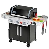 Theo Klein 9445 Weber Grill Genesis aus Holz, Inklusive Einsätze für Steak, Pizza oder Gemüse, Mit Food-Attrappen und Grillbesteck, Spielzeug für Kinder ab 3 Jahren