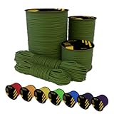 EdcX Paracord 4 mm, 35+ Volltonfarben (15 m, 30 m, 50 m, 100 m, 300 m) | Ideal zum Basteln, Camping, Outdoor | 100% Nylonseil 4 mm| Taktische Schnur 550 Typ III (Moss, 15 m)