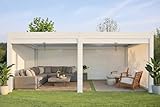 Pergola Terassenvordach 6x3m Lamellendach Pergola Terassenüberdachung Alu (Weiß, 7 TLG.)