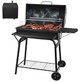 Holzkohlegrills Mit Deckel | Holzkohlegrill Grillwagen - Kohlegrill Griff, Grillrost und Thermometer, Smoker Grill Holzkohles Holzkohlegrill groß, BBQ Grill Gartengrill Holzkohle