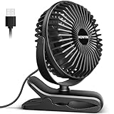 HONYIN Mini Ventilator mit Clip, 720 Grad Drehung Kleiner USB Ventilator, Starke + Stabile Klammer, 3 Geschwindigkeitsstufen, Ideal als Tischventilator im Büro und Schlafzimme