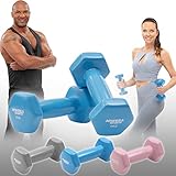 Miweba Sports Vinyl Hantelset NKH110 | 𝐏𝐫𝐨𝐟𝐢 Hantel - Hexagon Hanteln Set - Kurzhanteln - Kurzhantel Set - Gymnastikhanteln - Hantel Set - Dumbbell - 1,0-3,0 Kg (2X 1.0 kg, Türkis)