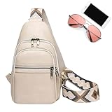 Sling Bag – Leder-Brusttasche, modische Schultertasche, geeignet für die Aufbewahrung von Notebook, Handy, Brille, Geldbörse, UV-Creme, Lippenstift und Ausweis (20 x 35 x 10 cm), weiß,