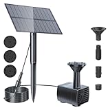 Solar Springbrunnenpumpe, Outdoor Solar Wasserpumpe, Quadratische Wasserbrunnenpumpe Outdoor, Solar Springbrunnen Teichpumpe mit 4 Düsen, für Vogelbad, Garten, Fischtank