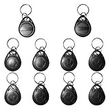 XIXEI 10 Stück beschreibbare 125 kHz RFID-Schlüsselanhänger, Näherungsausweis, HID und AWID-Karten-Token-Tags, wiederbeschreibbar, T5577/CET5577, universal, schwarz, blanko, 10 Stück