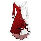 Weihnachtskleid Damen Retro Vintage Ärmellos Elegant Cocktailkleide Weihnachtsmann Weihnachten Schneeflocke Christmas Retro 50er 60er Rockabilly Plissiertes Knielang Kleid