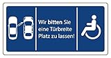 Aufkleber Hinweis'Bitte Türbreite Abstand halten' Schild Folie selbstklebend | Größe wählbar Made in Germany, Größe: 10x20 cm