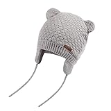 JOYORUN Unisex - Baby Mütze Beanie Strickmütze Unifarbe Wintermütze Grau 43-46cm (Hersteller Größe: M)