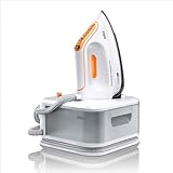 Braun CareStyle Compact Pro IS 2561 WH Dampfbügelstation, Dampfbügeleisen mit FreeGlide 3D Bügelsohle, Vertikaldampf, 2400W, Pumpendruck 6 bar, Dampfstoß 400 g/min, großer 1,5l Wassertank, Weiß/Orange