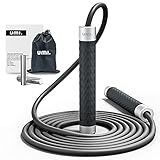 Springseil Erwachsene Fitness, Speed Rope Seilspringen Verstellbar, Aluminiumgriff mit 95Gx2 abnehmbaren Gewichtsblöcken Ideal für Training Fitness Boxen-Schwarz