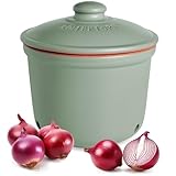 Romertopf Frische-Topf MAXI 2,8 Liter - Zwiebeltopf Keramik - Atmungsaktiver Ton hält Gemüse länger Frisch - Ideale Luftzirkulation - Grün