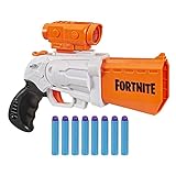 SR Fortnite Nerf Blaster - Spannhebel-Action mit 4 Darts - mit abnehmbarem Fernrohr und 8 Nerf Elite Darts - Für Jugendliche und Erwachsene