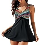 Laorchid große größen badekleid mit Shorts Damen Bademode Beachwear bauchweg Tankini Push up Tankini Set gepolstert Böhmisch Streifen XXL