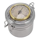 Tabakdose, Zigarrenhumidor, Tabakdose und Bonbonbutter, Kaffeebohnenbehälter, Edelstahl, Luftdicht, Silikonring mit Hygrometer, Wasserdicht Versiegelte Vorratsdose für Zuhause (96MM*103MM)