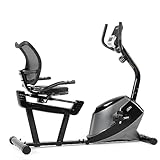 ISE Liegeergometer Heimtrainer für Zuhause mit Magnetbremse, Ergometer Heimtrainer mit Rückenlehne, Pulssensoren und LCD-Display, 8 Widerstandsstufen