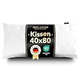 John Cotton Kopfkissen 40x80 cm – Hotel-Luxus-Stepp-Kissen für Nackenschmerzen, Verstellbares Kissen mit Reißverschluss - 450g Füllung, Bequemes Schlafkissen für Allergiker, Oeko-TEX (40 x 80)