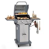 Klarstein Gasgrill für Camping Balkon Garten, Grill mit 2 Brenner, 7200W Edelstahl-Gasgrill, Outdoor Gasgrill, Gas Grill für Propan & Butangas, Gasgrills mit Thermometer, Bodenrollen & Grillabdeckung