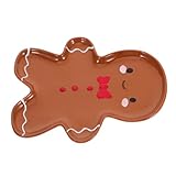 Cabilock Weihnachtsgeschirr Weihnachtsvorspeisenteller Weihnachtsplatte Weihnachtsgerichte Weihnachtsplätzchenplatte Urlaub Teller Weihnachtsteller Weihnachtssnack Gericht Brown Keramik