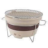 Ton-Holzkohleofen, Altmodischer Grillofen mit Drahtgeflechtgrill und Grillständer, Outdoor-Campinggrill, Traditioneller Chinesischer Tonofen für Outdoor-Kochpicknick