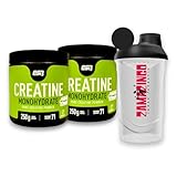 2x ESN Creapure Creatine Monohydrate Powder 71 Portionen 250g | Veganes Nahrungsergänzungsmittel mit reinem Kreatin + Gratis Zama4Zingo Shaker 600ml