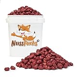 Gebrannte Erdnüsse Rot 1kg-3kg - Erdnüsse mit rotem Zuckerüberzug - Partysnack - Jahrmarkt/Weihnachtsmarkt Flair für Zuhause - Knusprige rote Erdnüsse - Knabberspaß - NussFuchs (1kg Eimer)