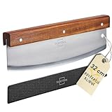 SILBERTHAL Pizzaschneider - 32cm Edelstahl Klinge - Eleganter Griff aus Akazienholz - Pizzamesser inklusive Klingenschutz