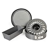 Original Kaiser Gourmet Backformen Set 4-teilig, Backset mit 3 Kuchenformen antihaftbeschichtet, Springform mit Flach- und Rohrboden, Tortenform, Kastenform