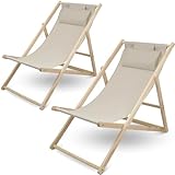 holz4home® 2er Set Liegestuhl klappbar Creme I Gartenliege massiver Tanne I Gartenliege Tannenholz I Liege Strandstuhl Sonnenliege I Klappliege für Strand I Holzklappstühle I Stuhl bis 90kg