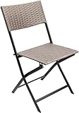 BRUBAKER Gartenstuhl Toskana - Polyrattan Klappstuhl wetterfest und robust - Balkonstuhl klappbar - Campingstuhl für Garten Balkon Terrasse - Camping Stuhl - Grau Braun