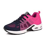 DEBAIJIA Laufschuhe Damen Turnschuhe Atmungsaktiv Sportschuhe rutschfeste Sneaker Freizeitschuhe Straßenlaufschuhe Joggingschuhe EU 39 Rose Rot