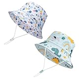 Utensilsto 2er-Packung Unisex Sonnenhut Kinder,52cm Hutumfang, Sonnenmütze mit Verstellbarem Kinnriemen Eimerhut für Frühling Sommer