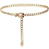 TIESOME Gürtel Damen Kettengürtel, Gold Ketten-Gürtel Einstellbar Taillenkette, Dünne Taille Gürtel Rockgürtel für Damen, Waist Chain Belt for Women (M：110cm)