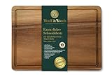 Woolf & Woods | Schneidebrett Holz | extra dick | reines Naturprodukt aus Akazie | nachhaltig | unbehandelt | Küchenbrett & Servierplatte | 35cm x 25cm x 3cm