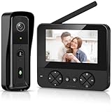CNANRNANC Kabellose Video-Türklingel mit 4.3 HD-Kamera: Zwei-Wege-Talk & für Nachtsicht. (16 schwarz)