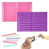 2 Stück Silikonform Hundeleckerli, 20 Streifen Hunde Backmatte, Wiederverwendbar Riegel Silikonform, Rosa/Violett Silikon Backmatte Hundekekse für Diy Hunde-Snack-Sticks, Hundekeks-Kausticks